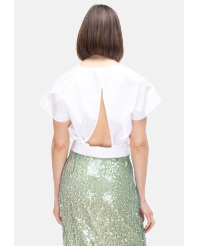 8PM Top donna scollo V bianco