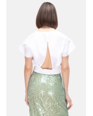 8PM Top donna scollo V bianco