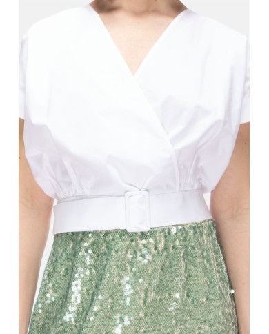 8PM Top donna scollo V bianco