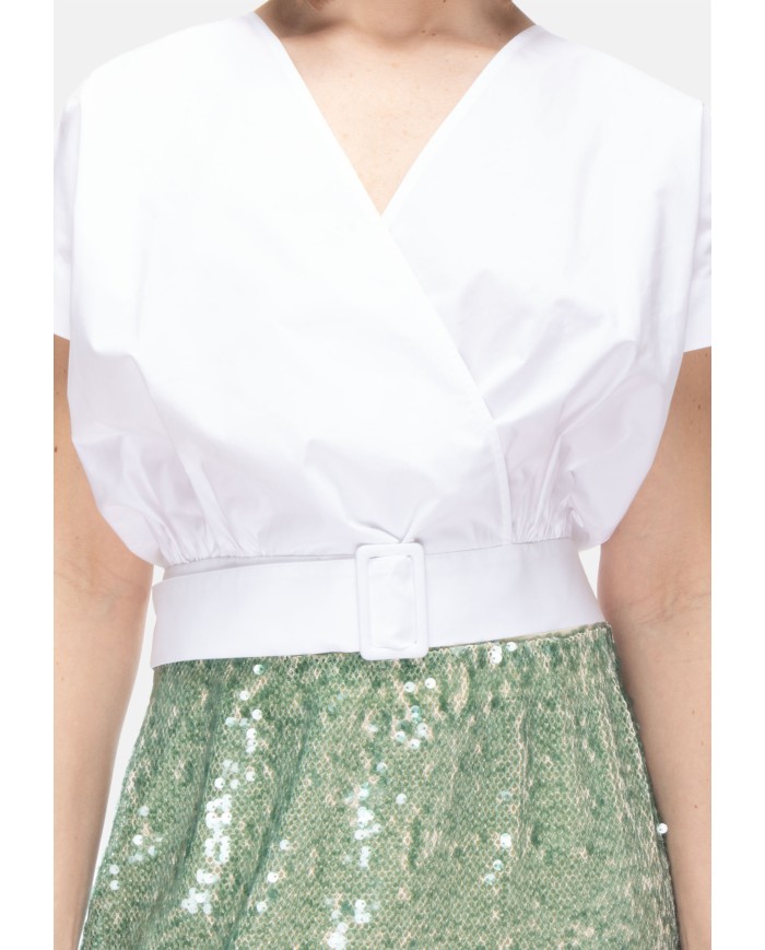 8PM Top donna scollo V bianco