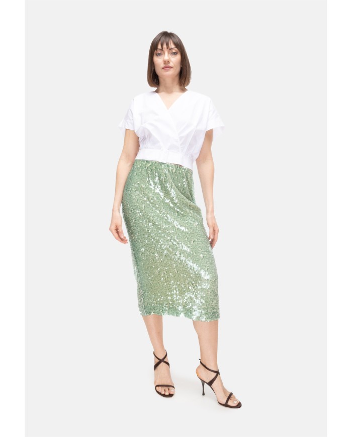 8PM Top donna scollo V bianco
