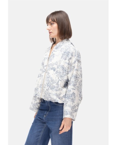 8PM Bomber donna con stampa Toile de Jouy blu