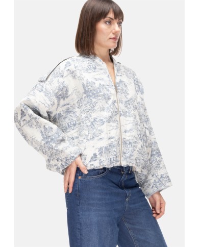 8PM Bomber donna con stampa Toile de Jouy blu