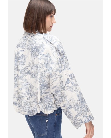 8PM Bomber donna con stampa Toile de Jouy blu
