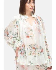 SEMI COUTURE Blusa donna stampa floreale verde acqua