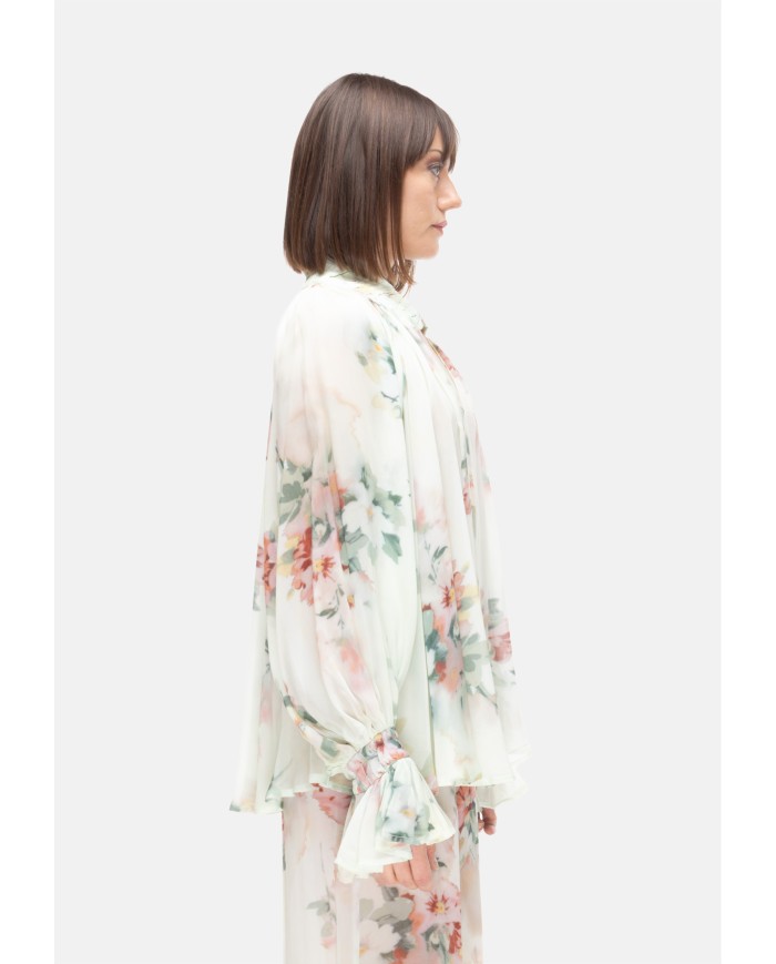 SEMI COUTURE Blusa donna stampa floreale verde acqua