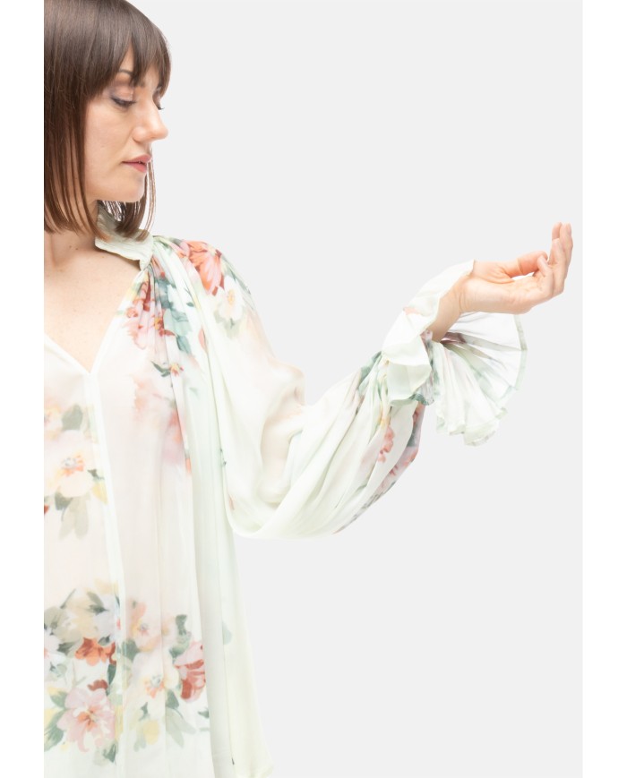 SEMI COUTURE Blusa donna stampa floreale verde acqua