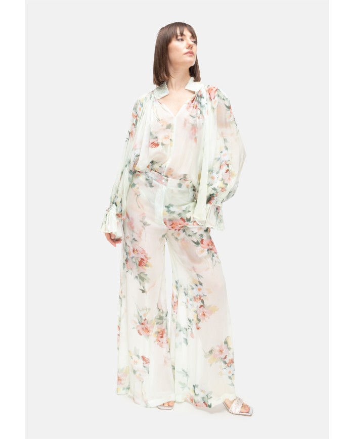 SEMI COUTURE Blusa donna stampa floreale verde acqua