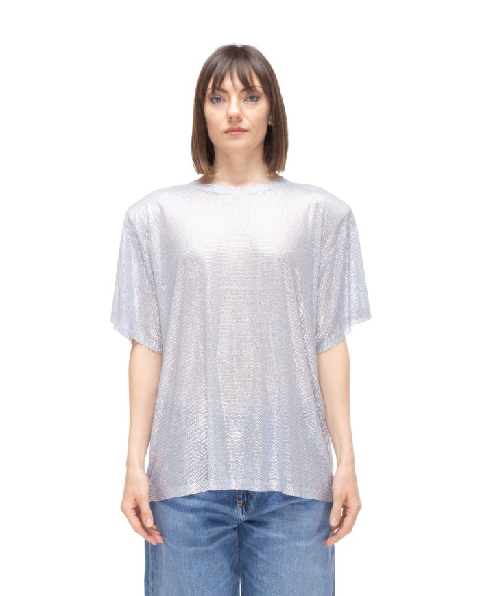 TWENTYFOURHAITCH T-shirt donna strass Argento