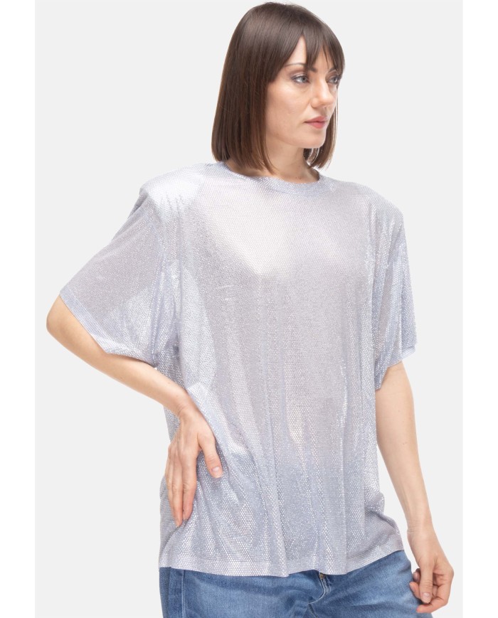 TWENTYFOURHAITCH T-shirt donna strass Argento