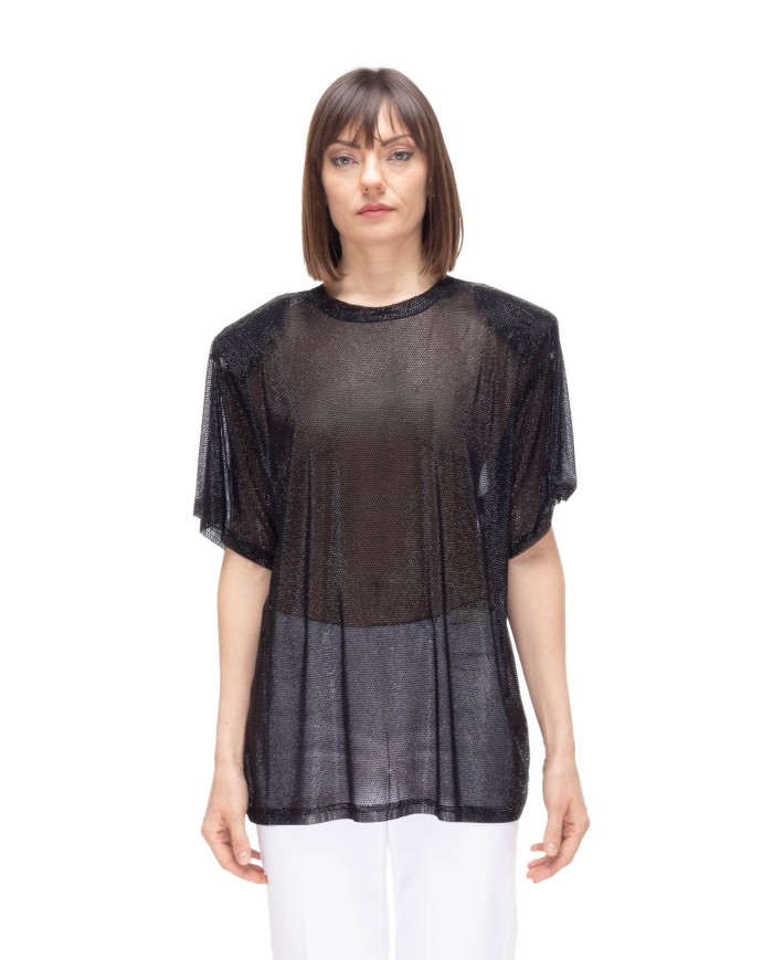 TWENTYFOURHAITCH T-shirt donna strass Nera