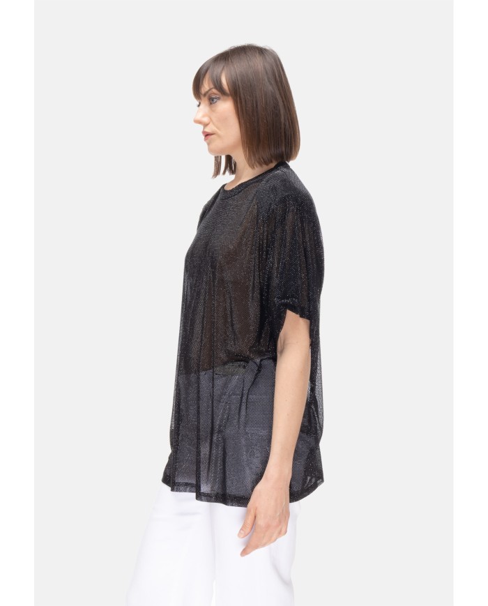 TWENTYFOURHAITCH T-shirt donna strass Nera