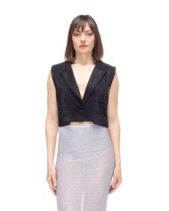 TWENTYFOURHAITCH Gilet donna strass Nera