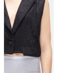 TWENTYFOURHAITCH Gilet donna strass Nera