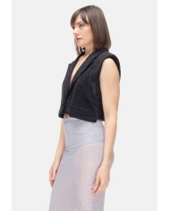 TWENTYFOURHAITCH Gilet donna strass Nera