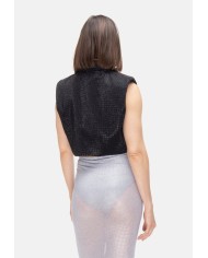 TWENTYFOURHAITCH Gilet donna strass Nera