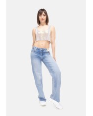 TWENTYFOURHAITCH Top donna strass Argento