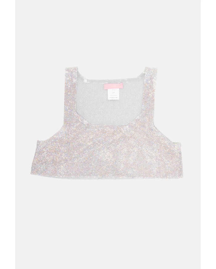 TWENTYFOURHAITCH Top donna strass Argento