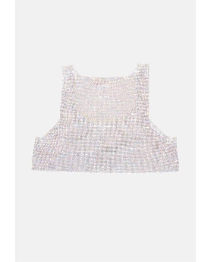 TWENTYFOURHAITCH Top donna strass Argento