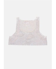 TWENTYFOURHAITCH Top donna strass Argento