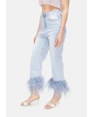 TWENTYFOURHAITCH Jeans donna piume denim chiaro
