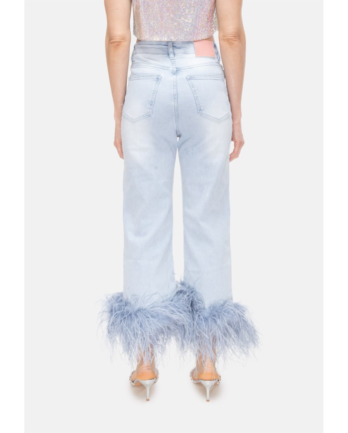TWENTYFOURHAITCH Jeans donna piume denim chiaro