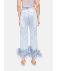 TWENTYFOURHAITCH Jeans donna piume denim chiaro