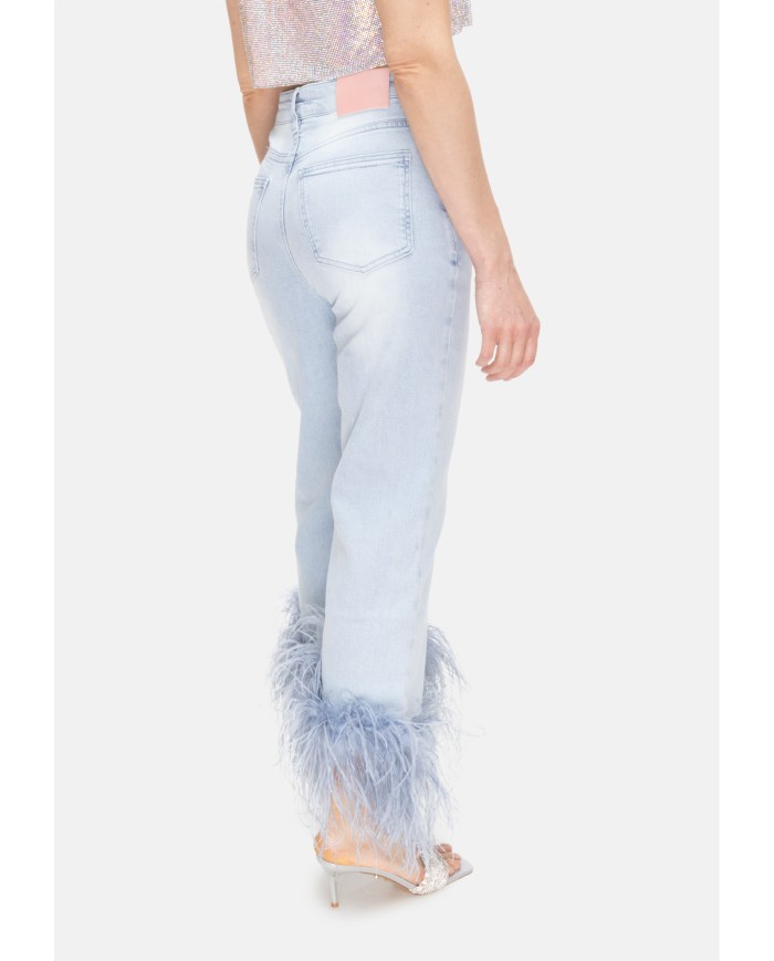 TWENTYFOURHAITCH Jeans donna piume denim chiaro