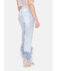 TWENTYFOURHAITCH Jeans donna piume denim chiaro
