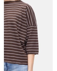 BE YOU Maglia donna a righe marrone bianco