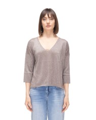 BE YOU Maglia donna scollo V Marrone
