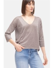BE YOU Maglia donna scollo V Marrone