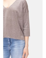 BE YOU Maglia donna scollo V Marrone