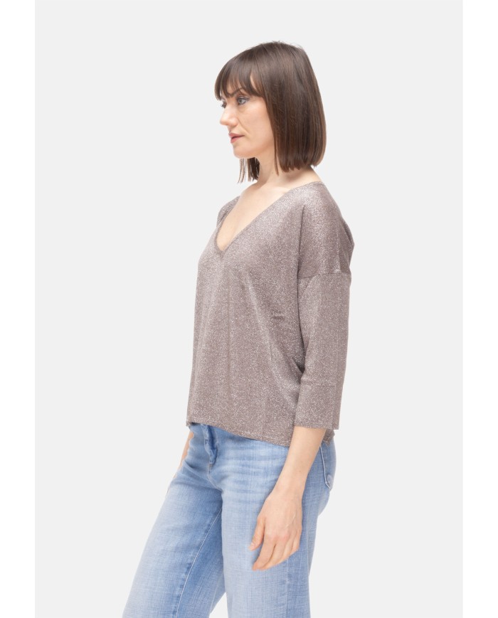 BE YOU Maglia donna scollo V Marrone