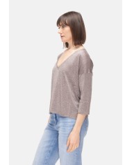 BE YOU Maglia donna scollo V Marrone