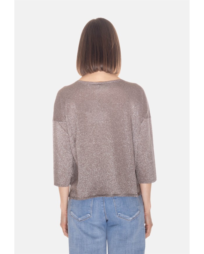BE YOU Maglia donna scollo V Marrone