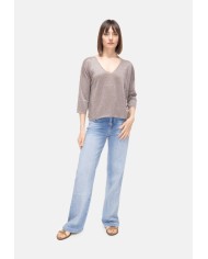 BE YOU Maglia donna scollo V Marrone