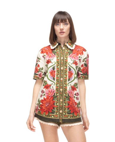 FARM RIO Camicia donna ricamata Ecru