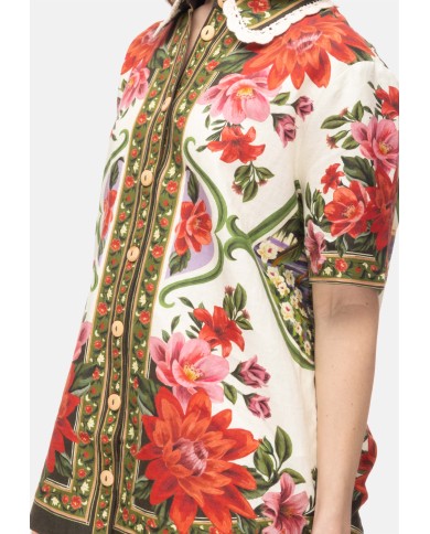 FARM RIO Camicia donna ricamata Ecru