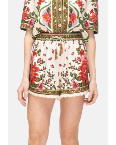 FARM RIO Shorts donna ricamato Ecru