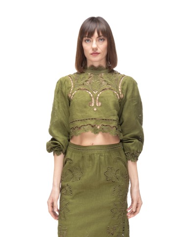 FARM RIO Camicia donna in pizzo Verde