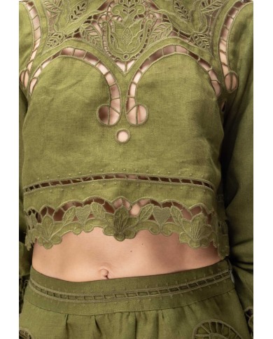 FARM RIO Camicia donna in pizzo Verde