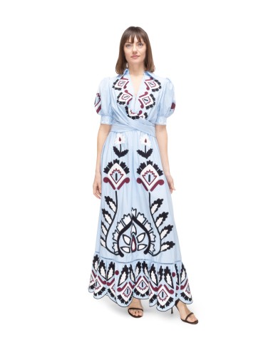 FARM RIO Abito lungo donna ricamato Blue