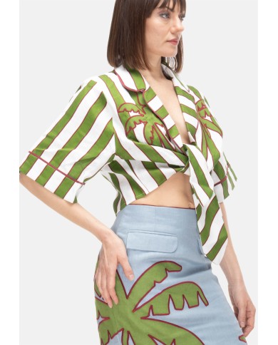 FARM RIO Camicia con nodo donna Verde