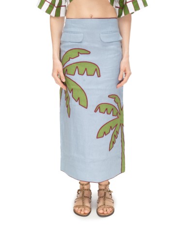 FARM RIO Gonna lunga con ricamo Blue