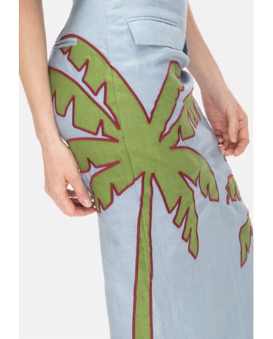 FARM RIO Gonna lunga con ricamo Blue