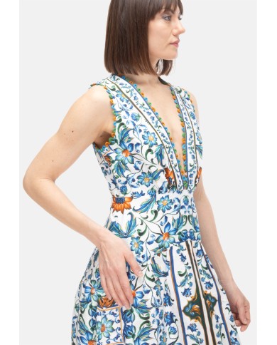 FARM RIO Abito lungo donna scollato Bianco