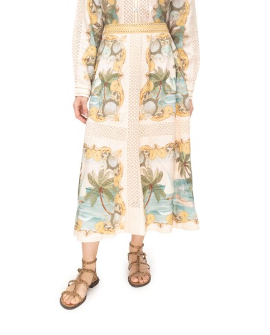 FARM RIO Gonna midi ricamo crochet Multicolor