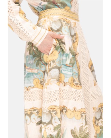 FARM RIO Gonna midi ricamo crochet Multicolor