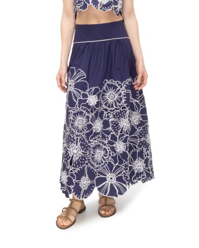 FARM RIO Gonna lunga ricamata Blue